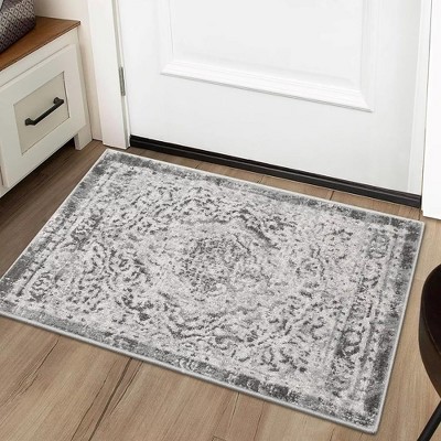 Vintage Medallion Area Rug Indoor Non-Shedding Stain Resistant Rugs Carpet Floral Rugs for Living Room Bedroom, 2' x 3' Gray