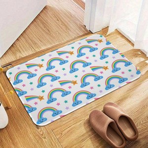 Colorful Rainbow Bathroom Rugs Winter Bath Mat Absorbent Non Slip Bathroom Mat Christmas Soft Floor Carpet 16x20 Inches - 1 of 1