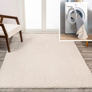 Clayton Coastal Solid Glam Shag Machine-Washable Rug - JONATHAN Y - 1 of 4