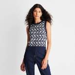 Women's Jacquard Sweater Vest - Future Collective™ with Reese Blutstein Navy Blue