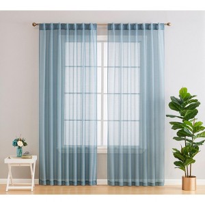 HLC.ME Lauren Semi Sheer Light Filtering Transparent Pocket Top & Back Tab Lightweight Window Curtain Panels, Set of 2 - 1 of 4