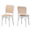 Baxton Studio Neah Japandi White Wood and Natural Rattan 2-Piece Dining Chair Set - 2 of 4
