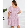 Plus Size Sundress with Short Sleeve Square Neck Ruffled Dress Smokced Wasit Tiered Dress Plus Size Peasant Dress Floral Prairie Dress - 4 of 4