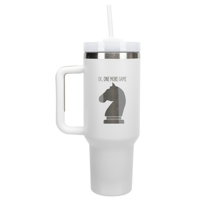 100 North Ok, One More Game Knight Horse Chess Piece Wrap-Around 40 Oz. Stainless Steel Water Bottle Coffee Mug, Spill & Leak Resistant, Travel