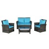 NicBex Outdoor Dining Table Set Tempered Glass Coffee Table with Rattan Chairs,Patio Furniture Set for Garden, Backyard, Porch - 4 of 4