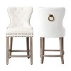 WestinTrends 24" Tufted Upholstered Velvet Bar Stool with Metal Footrest (Set of 2) - 3 of 4