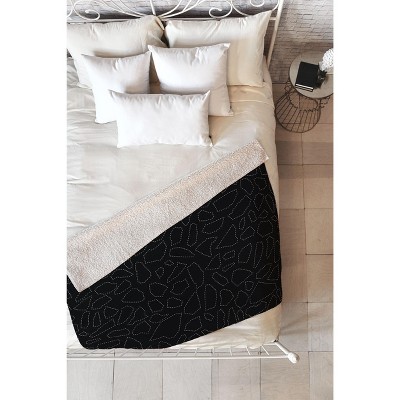 Fimbis Terrazzo Dash Black And White Sherpa Fleece Blanket - Deny Designs