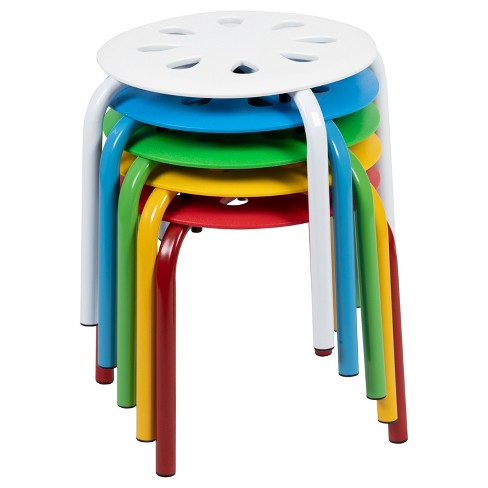 5 Plastic Stool Kids Children Stacking Stools for Classroom Round Seat  Stackable