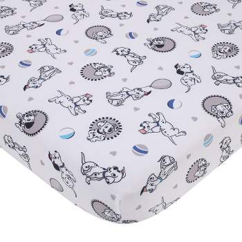Disney 101 Dalmatians Gray, Black, White, and Blue Puppies Super Soft Nursery Fitted Crib Sheet