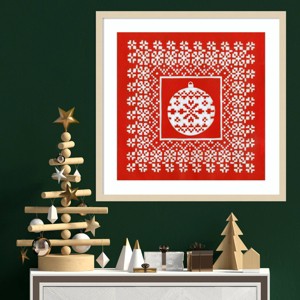 Amanti Art 25"x25" Fair Isle Snowflake V by Chariklia Zarris Wood Framed Wall Art Print - 1 of 4