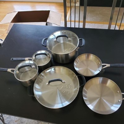 Red KitchenAid Pan Set 10 In Frying Pan 1&2qt Saucepans Lids Study Read  Details