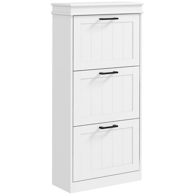 Homcom 58 Narrow Shoe Cabinet For Entryway, Tall Shoe Rack