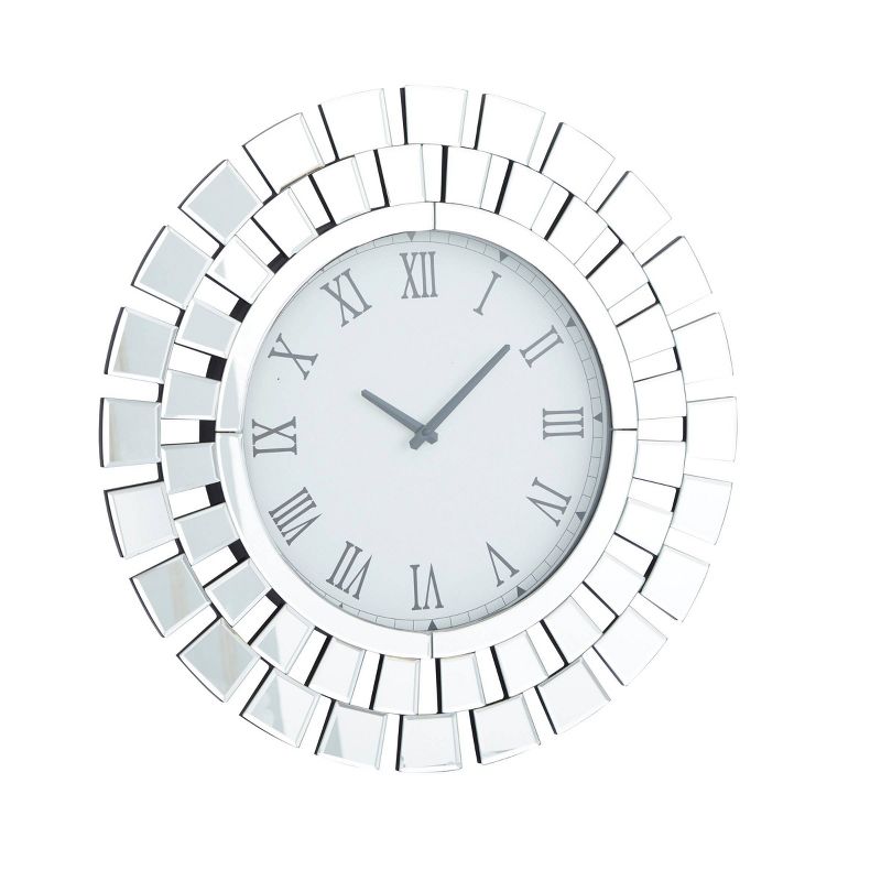 24&#34;x2&#34; Glass Starburst Mirrored Wall Clock Silver - Olivia &#38; May, 4 of 6