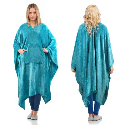 Women Cozy Wearable Fleece Blanket Wrap Shawl Cape With Large Front Pockets, Warm Soft Fuzzy Snuggly Blanket Gift for Woman Wife - Catalonia