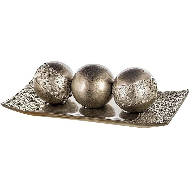 Creative Scents Silver Dublin Decorative Tray /3 Orbs, 1 of 8