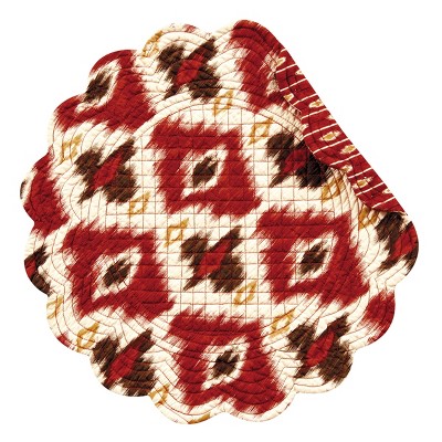 C&F Home Ikat Round Quilted Cotton Reversible Placemat Set of 4