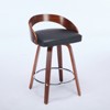 CLIHOME Set of 2 Swivel Bar Height Stools with Low Back, Wood Bar Chairs with Soft Cushion Seat, 25-Inch Seat Height - 2 of 4