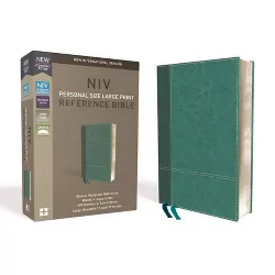 NIV, Personal Size Reference Bible, Large Print, Imitation Leather, Blue, Red Letter Edition, Comfort Print - by  Zondervan (Leather Bound)