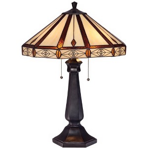 Robert Louis Tiffany Mission Table Lamp 25" High Bronze Octagonal Art Glass Shade for Living Room Family Bedroom Bedside Nightstand Office - 1 of 4