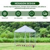 Large metal chicken coop hexagonal, steel wire dipped plastic mesh, oxford cloth silver plated waterproof and UV resistant - 3 of 4