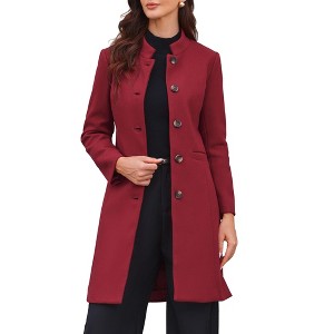 INSPIRE CHIC Women's Winter Single Breasted Stand Collar Mid-Long Commuting Wear Overcoat - 1 of 4