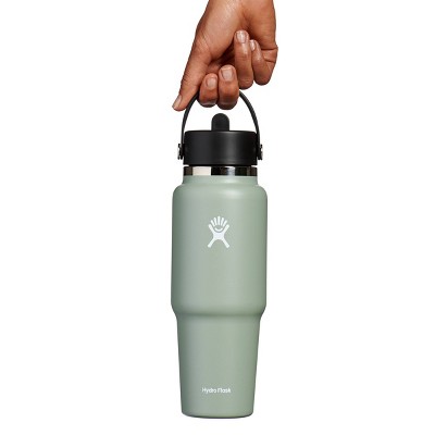 Agave Green Stainless Steel Wide Mouth Travel Bottle with Flex Straw Cap