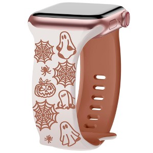 HTUTWOO Halloween Engraved Band Compatible with Apple Watch Band 38/40/41mm for Women Men, Two-Tone Strap for iWatch Series Ultra SE - 1 of 4