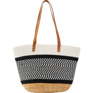 Magid Natural Cotton Woven & Faux Leather Shoulder Tote - 1 of 4
