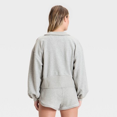 Women's Henley French Terry Sweatshirt - JoyLab