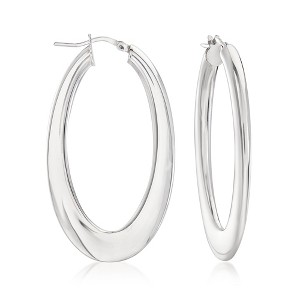 Ross-Simons Italian Sterling Silver Flat Oval Hoop Earrings - 1 of 4