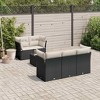 vidaXL Patio Sofa Set with Cushions Outdoor Furniture 6 Piece Poly Rattan - Black and Cream - 2 of 4
