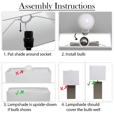 Modern Gray Leather Table Lamp with USB and White Fabric Shade