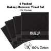 American Soft Linen Turkish Makeup Remover Face Cloth, 100% Cotton Makeup Towels, 4 Packed Face Towels, 12x12 inches, Black - 2 of 4