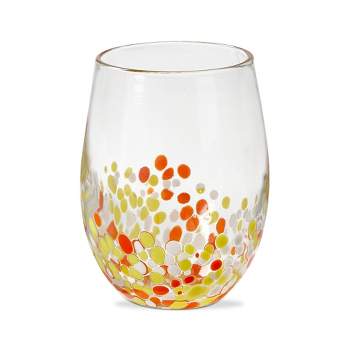 tagltd 16 oz. PebbleGlass  Stemless Wine Orange Multi Dishwasher Safe Beverage Glassware  Dinner Party Wedding Resturant