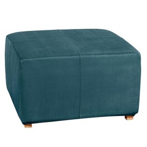 Ultimate Stretch Suede Ottoman Slipcover Peacock Blue - Sure Fit