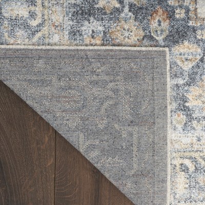 Astra Vintage Medallion 2'2" x 8' Grey/Gold Washable Runner Rug