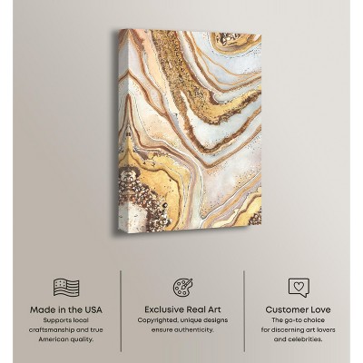 Golden and Beige Abstract Geode Canvas Wall Art, 16" x 24"