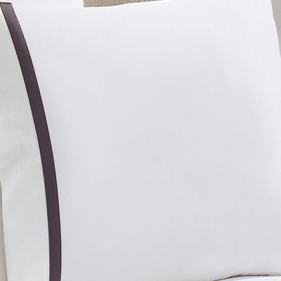 Queen White and Purple Cotton Sateen Deep Pocket Sheet Set