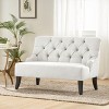 TiramisuBest Navy Blue Upholstered Settee, Button Tufted Loveseat with Wood Legs, Compact Sofa Bench for Small Spaces, Bedroom or Entryway - 2 of 4