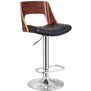 Sapphtopaz Bentwood Bar Stools with Upholstered, Swivel Barstools with Curved Seat and Back, Counter Height Bar Chairs for Kitchen, Living Room - 1 of 4