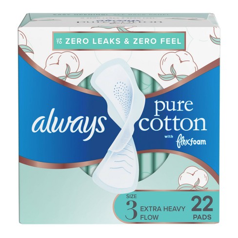 Always Pure Cotton Extra Heavy Flow Maxi Pads - Size 3 - 22ct : Target
