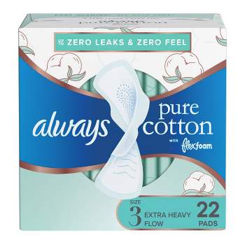 Always Pure Cotton Extra Heavy Flow Maxi Pads - Size 3 - 22ct