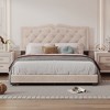 Full/Queen Size Velvet Upholstered Platform Bed with Rivet Design Tufted Headboard 4A - ModernLuxe - image 2 of 4