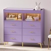 Baby Dresser with 6 Drawers, Power Outlet, and Changing Table Top, Black, Multifunctional Nursery Storage Solution - 2 of 4