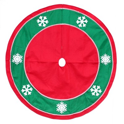 Northlight 48" Red and Green Snowflakes Christmas Tree Skirt