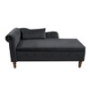 Zeus & Ruta Modern Upholstered Rolled Arm Chaise Lounge, Indoor Sofa, Velvet Lounge Chair with Storage & Pillow - 2 of 4