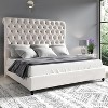 AMERLIFE 60" Tall Queen Size Bed Frame with Sleigh Headboard, Velvet Upholstered Platform Bed, No Box Spring Needed, Cream - 2 of 4