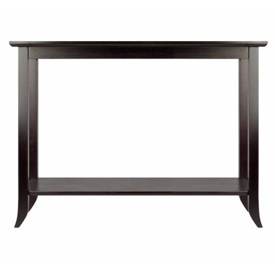 Winsome Genoa Espresso Rectangular Console Table with Glass Top and Shelf