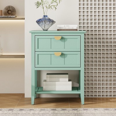 DOMETOUR 2 Drawer Side Table, American Style, End Table, Suitable for Bedroom, Living Room, Study