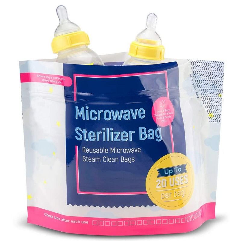 IMPRESA - 15 Pack Microwave Baby Bottle Sterilizer Bags - 300 Uses Per Pack - Use With Soothers & Teethers, 1 of 8